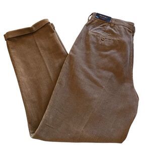 Brooks 364 Men's Tan Corduroy Pleat Front Pants Size 38/34